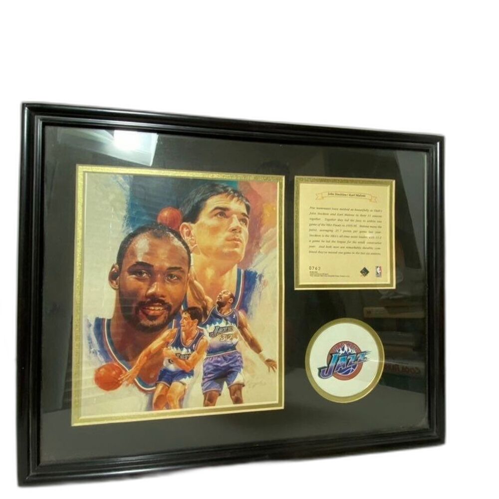 Stockton to Malone Limited Edition Certified Numbered 0762 Plaque NBA Framed